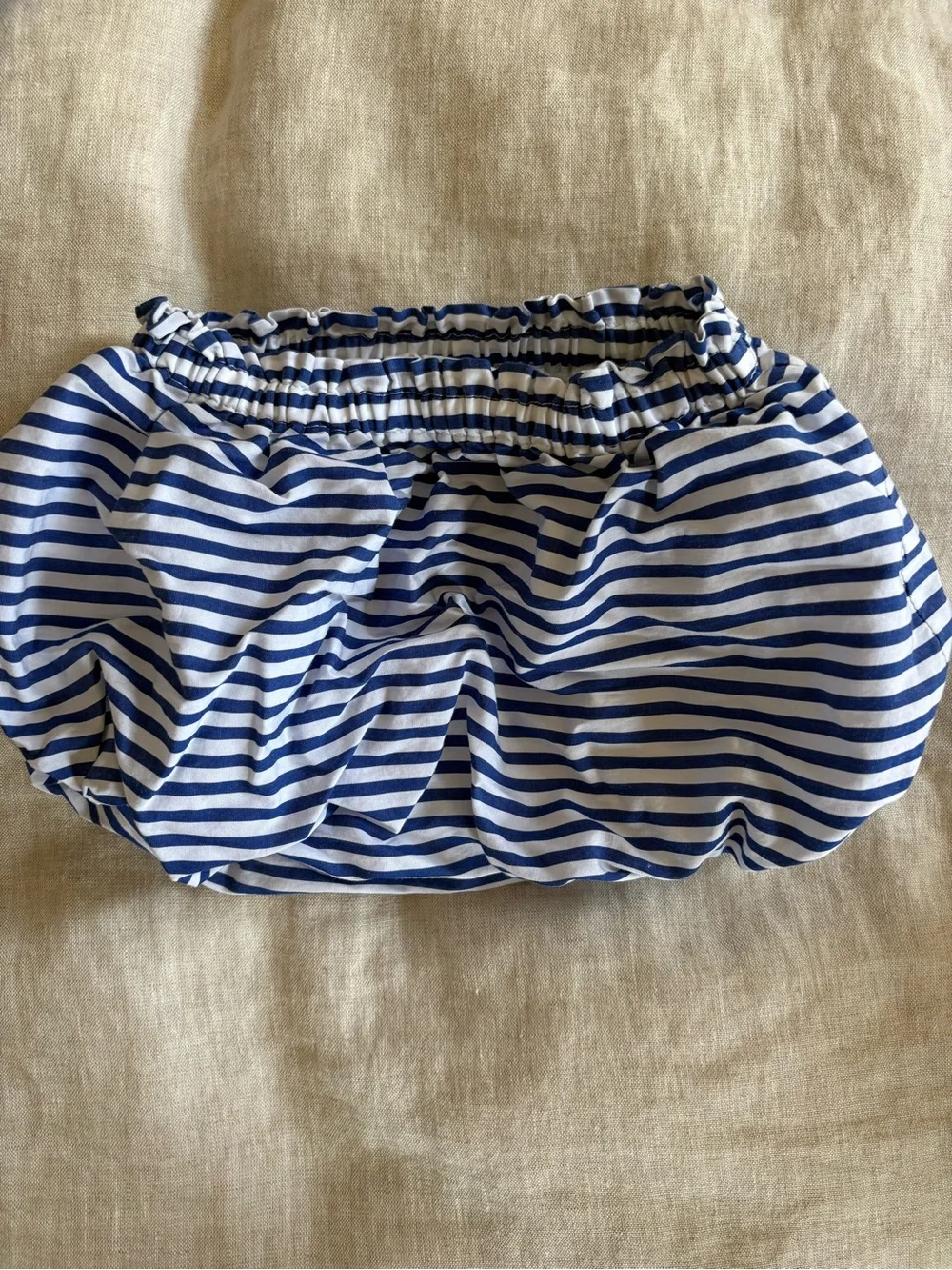 Ralph Lauren Navy and White Striped Ruffle Top & Bloomer Set